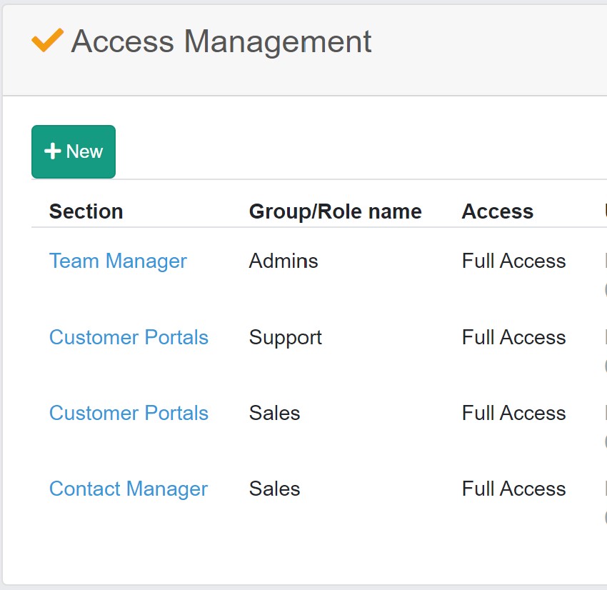 Roles and Access list control